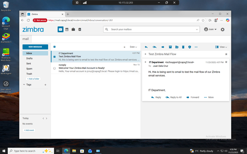 Zimbra Email Interface