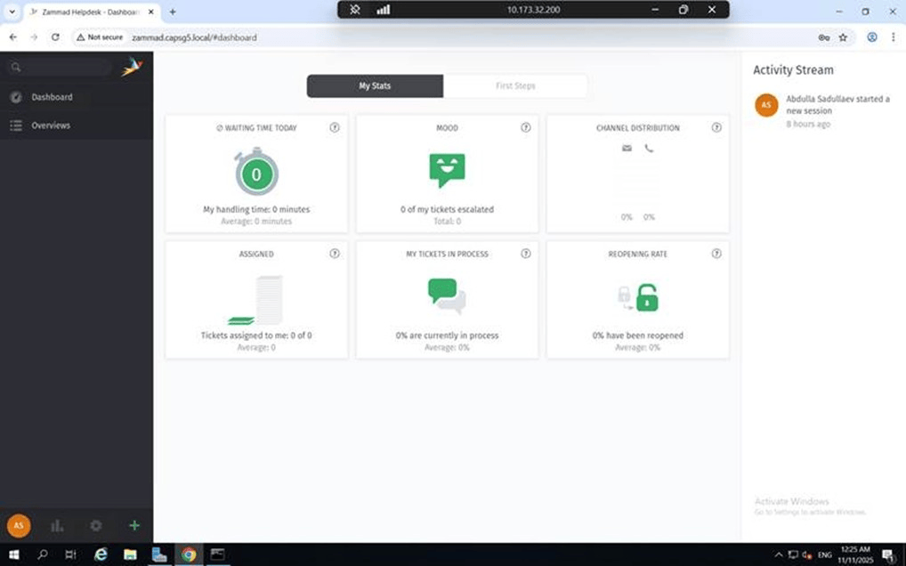 Zammad Admin Dashboard